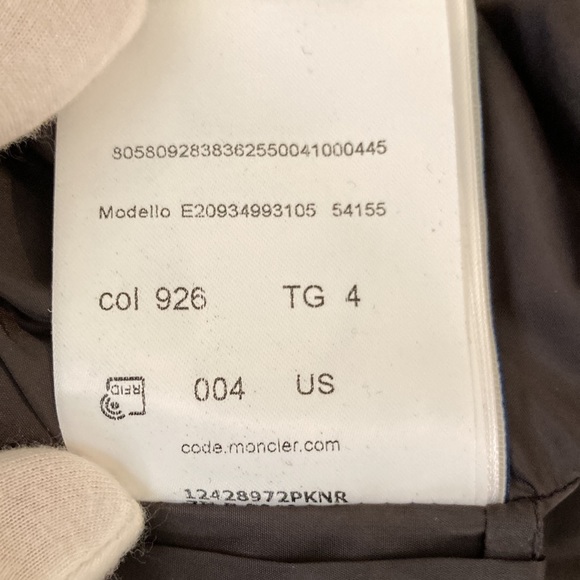 Moncler Women Flammette Down Puffer Long Jacket Hood Dark Gray size 4/ LRG  NWOT - Picture 15 of 17